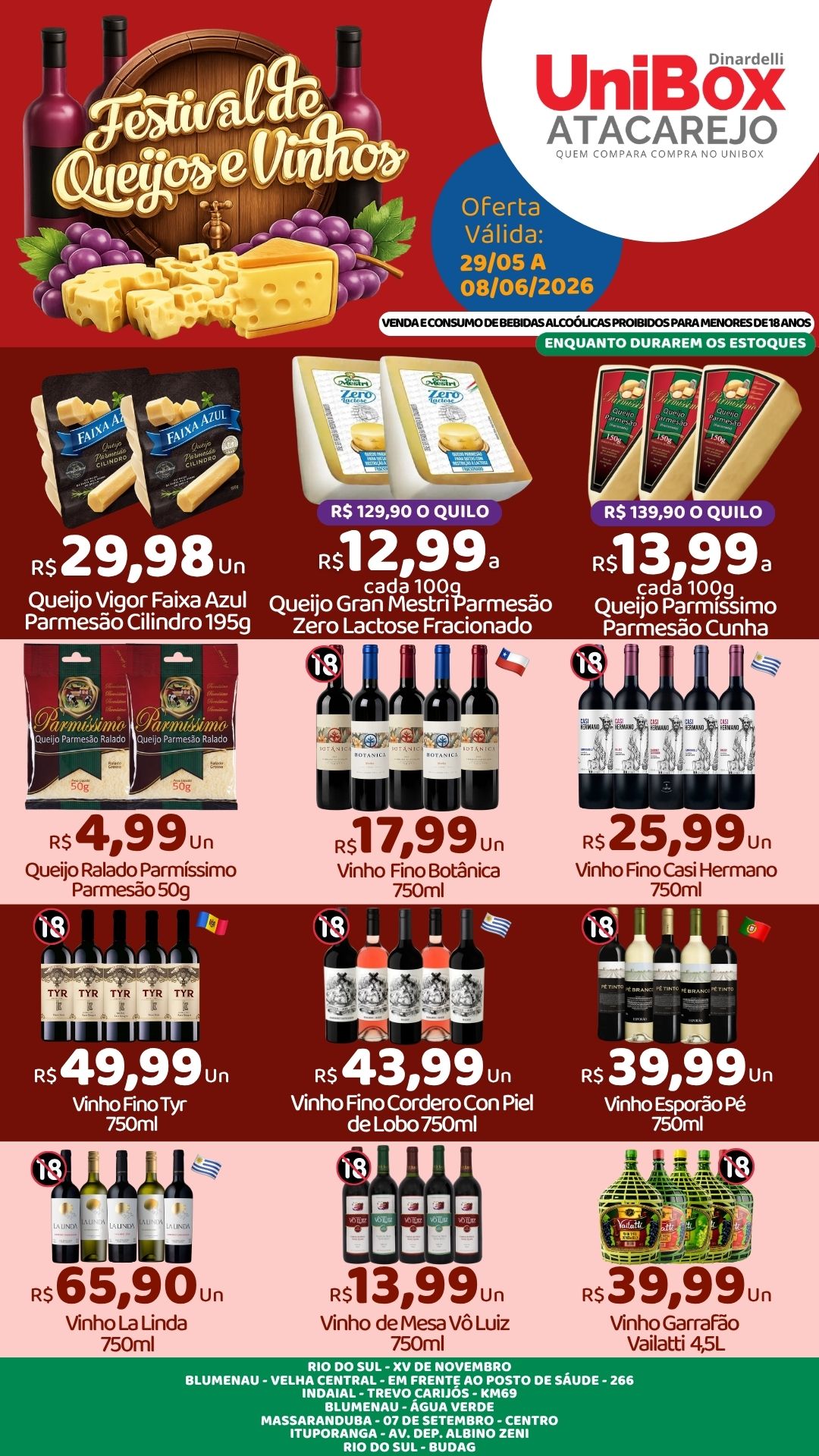QUEIJOS E VINHOS – 29-05 A 08-06 – LJS 1,2,4,5,6,7,8