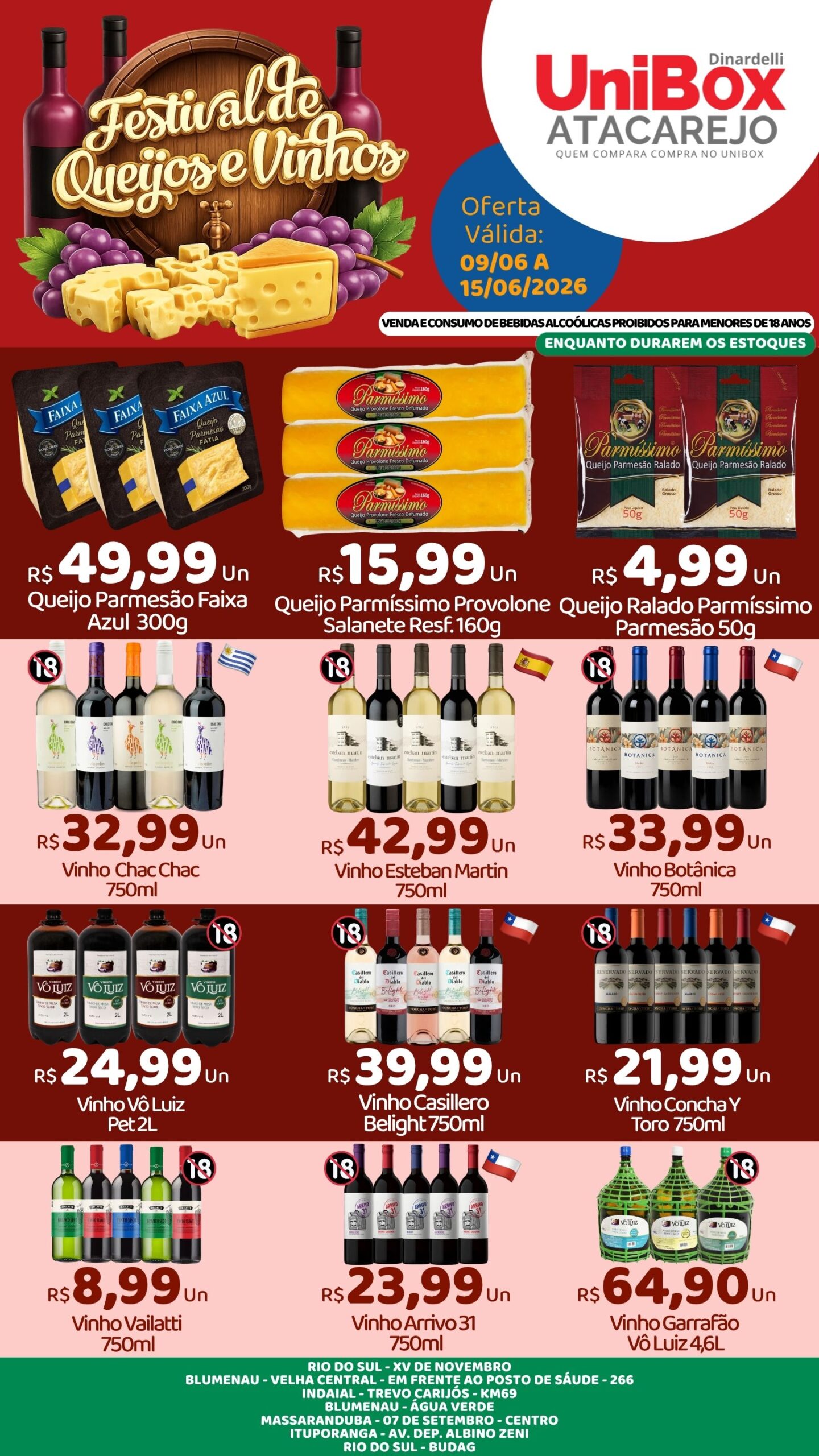QUEIJOS E VINHOS – 09-06 A 15-06 – LJS 1,2,4,5,6,7,8