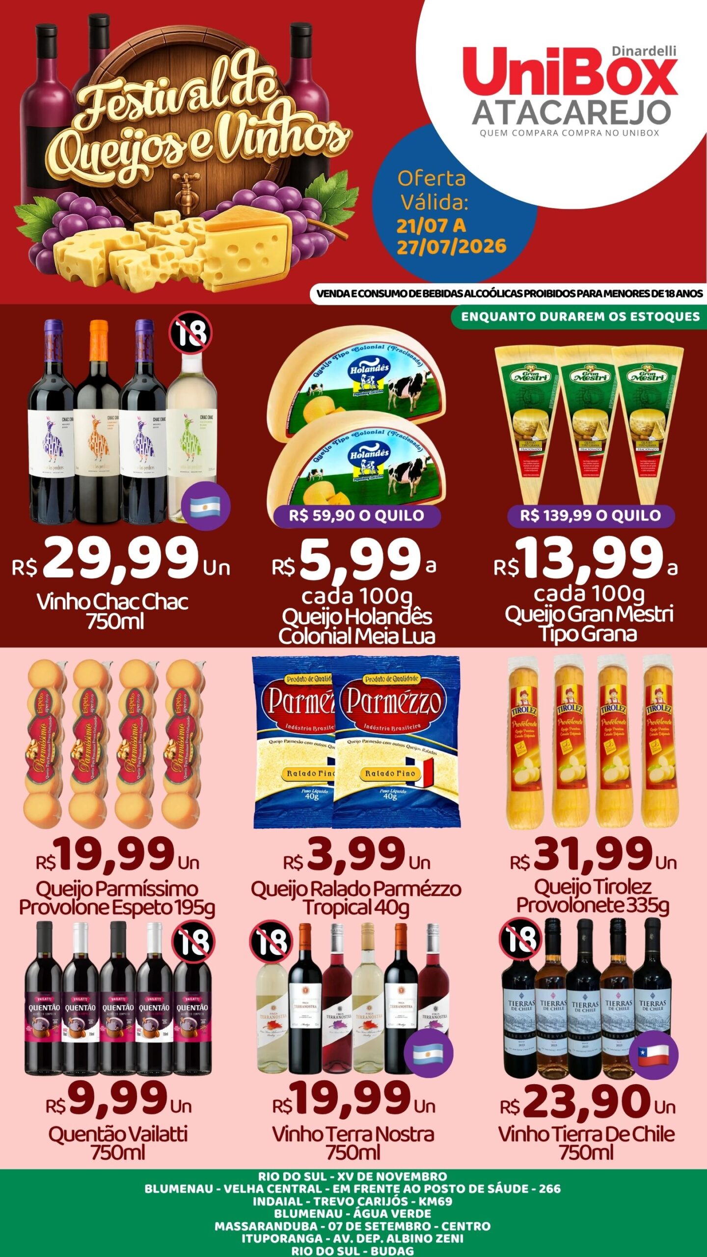 QUEIJOS E VINHOS – 21-07 – 27-07 – LJS 1,2,4,5,6,7,8