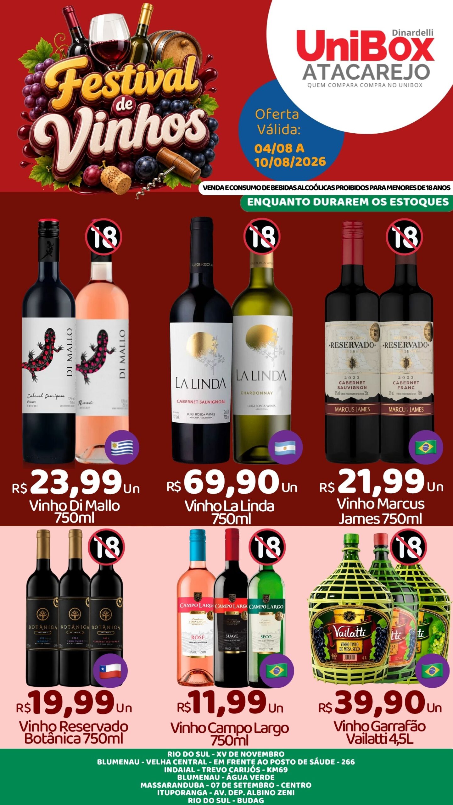 FESTIVAL VINHOS – 04-08 – 10-08 – LJS 1,2,4,5,6,7,8