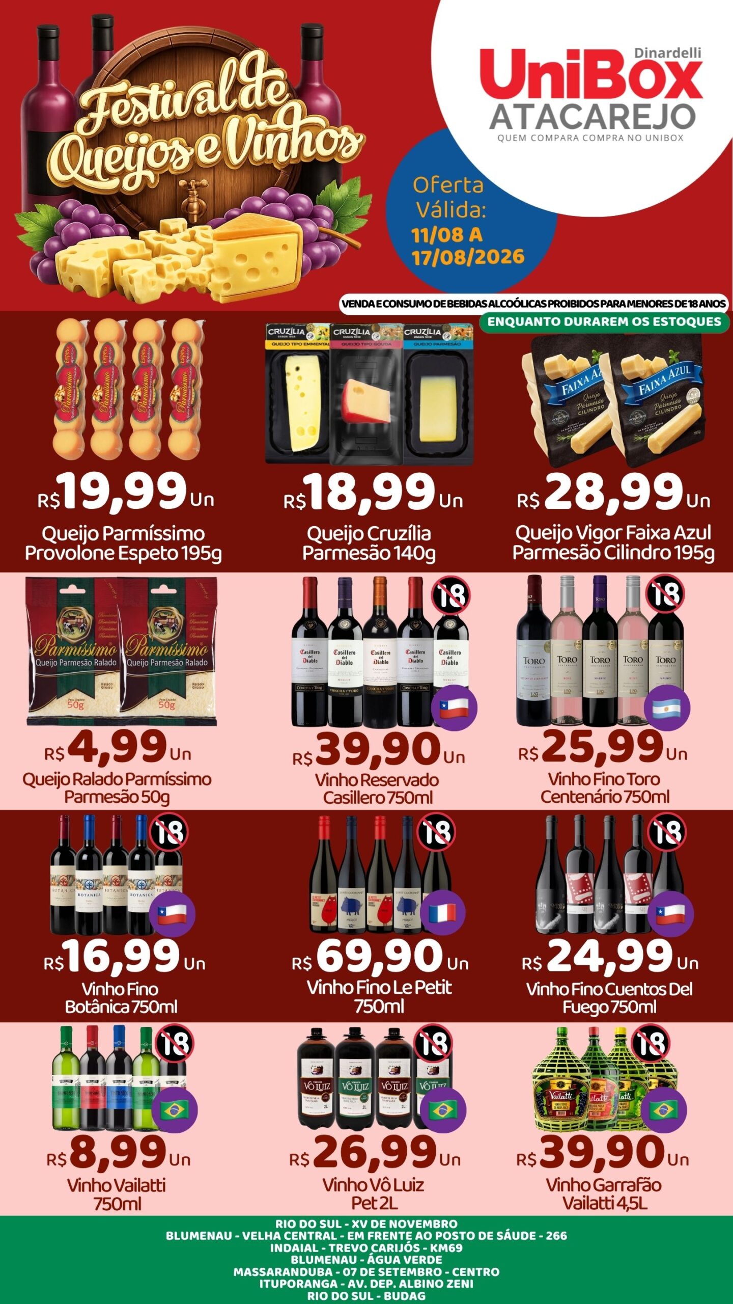 QUEIJOS E VINHOS – 11-08 – 17-08 – LJS 1,2,4,5,6,7,8