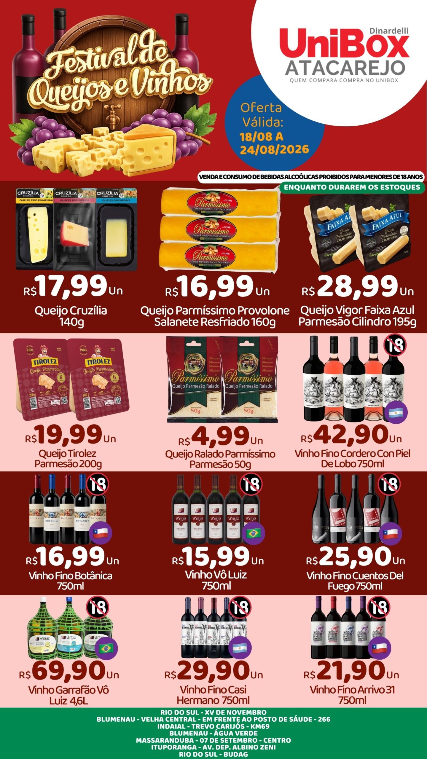 QUEIJOS E VINHOS – 18-08 – 24-08 – LJS 1,2,4,5,6,7,8